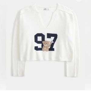 Hollister Comfy Cloud Graphic Notch Neck Sweater Size Large